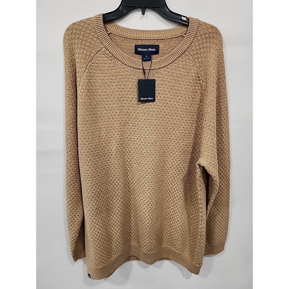Mizzen+Main NWT‎ Hillcrest Crewneck Sweater Mens XXL Beige Cotton/Wool Blend New
